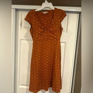 Toad & Co XS Burnt Orange Sundress with Sweetheart Neckline and Cap Sleeves